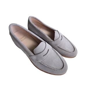 Gray Suede Loafers by